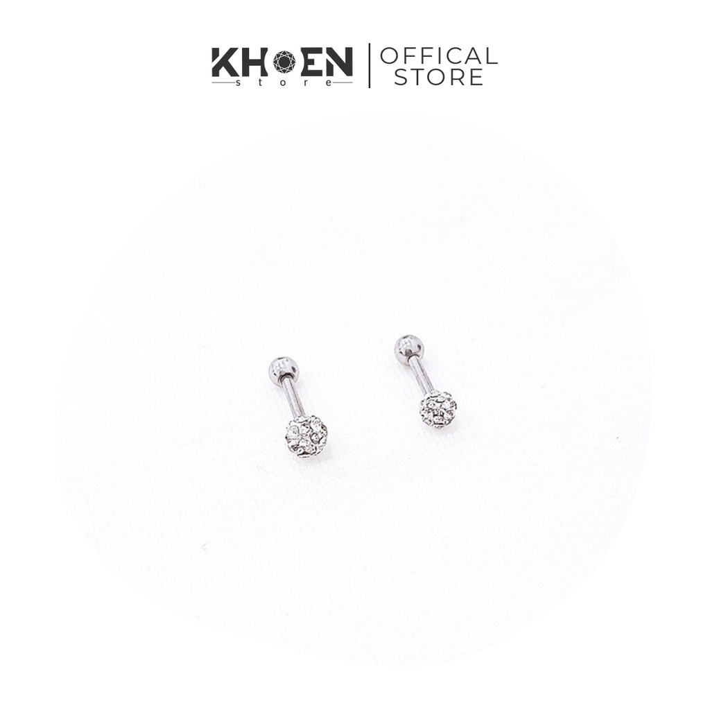 (1 Chiếc) Khuyên tai Bi đính đá 3mm và 4mm - Khoen Store