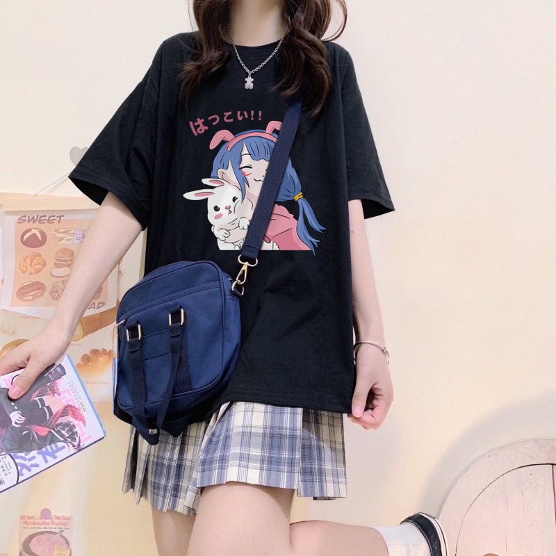 Áo Thun Ngắn Tay In Hình Trái Tim Dễ Thương Thời Trang Mùa Hè Nhật Bản Dành