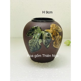 Lọ hoa gốm sứ men khô - Bát Tràng - cao 10cm