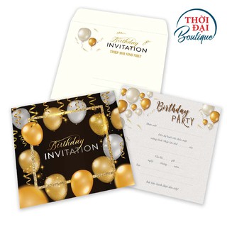 Bộ 10 Thiệp Mời Sinh Nhật Sang Trọng 15x15 cm