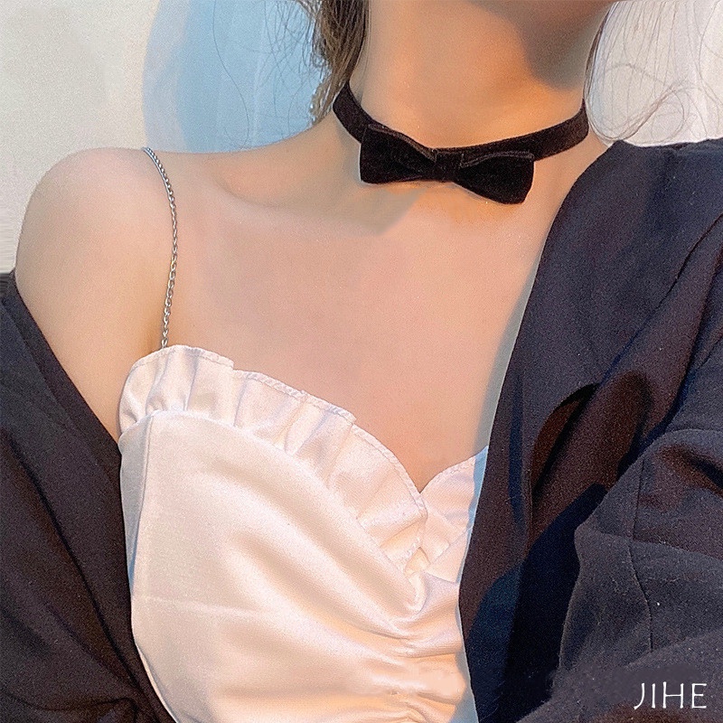Vòng cổ Mặt Nơ Đen Thiết Kế Đơn Giản Thời Trang