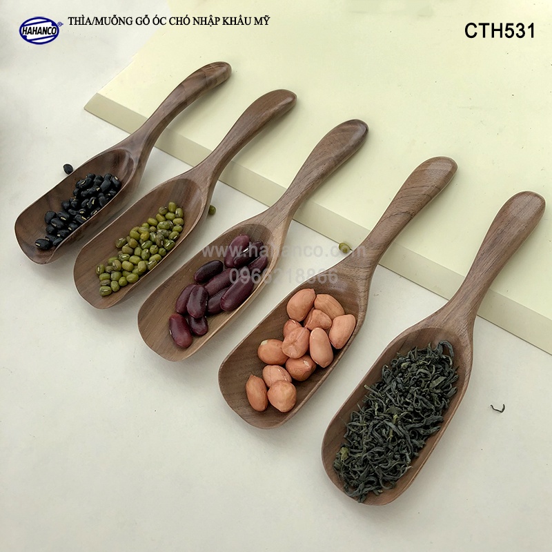 Muỗng/Thìa xúc trà gỗ Óc Chó - Xúc cafe, gia vị, decor trang trí (15cm) CTH531