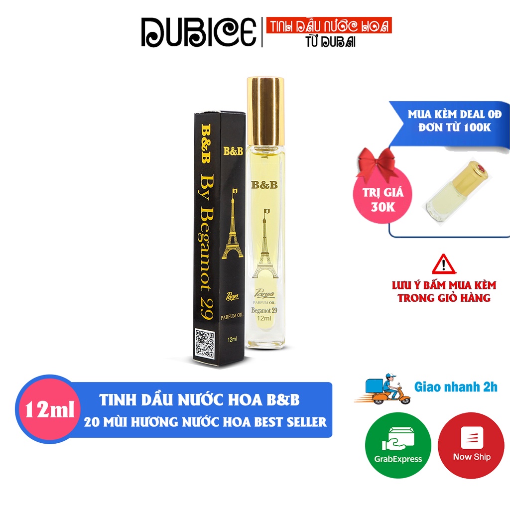 Tinh dầu nước hoa nam nữ B&B EDP 12 ml lưu hương lâu phong cách Pháp