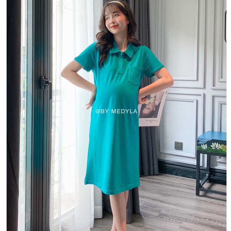 MEDYLA - Đầm bầu công sở dự tiệc thiết kế xinh dáng polo cotton cho bầu đi chơi du lịch cực xinh - VS817