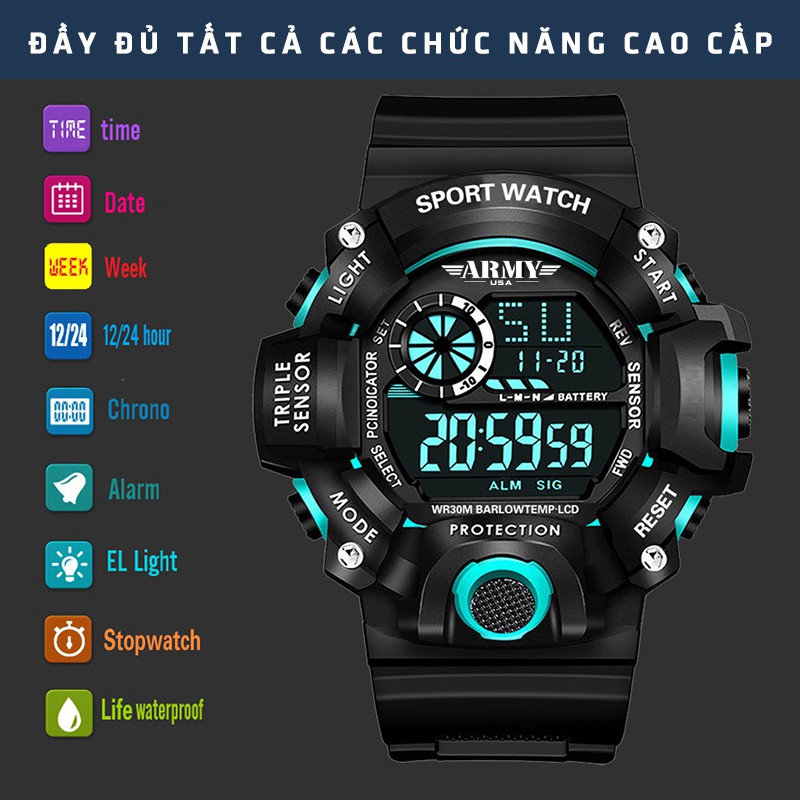 Đồng hồ Trẻ Em ARMY TYLER USA An toàn tuyệt đối cho Bé, Chống Sốc, Chống Nuốc Tốt