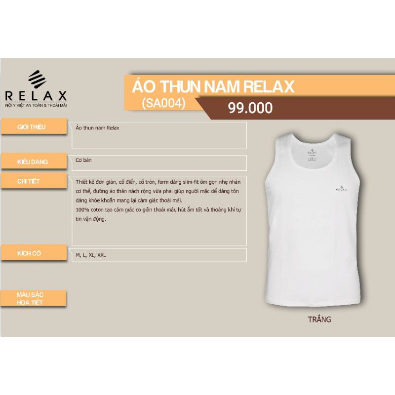 (Mới) Áo Lót Nam Không Tay Relax Underwear Cao Cấp