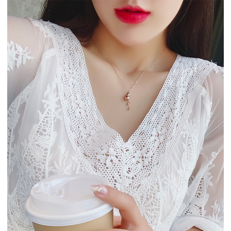 Vòng cổ Thép Titan Mặt Hình Quả Bầu mini Đơn Giản Không Phai Màu Dành Cho Nữ