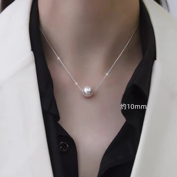 Vòng cổ Bạc Đính Hạt Ngọc Trai Chất Lượng Cao Phong Cách Hàn Quốc Cổ Điển
