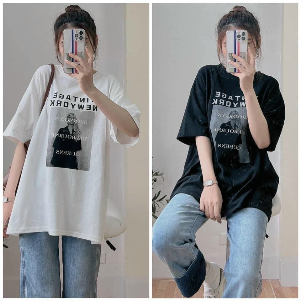 Áo phông vintage NY unisex nam nữ  chất cotton cao cấp co dãn 4 chiều siêu hót năm 2022, form rộng giấu quần Freesize