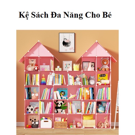 Kệ sách cho bé đa năng - tấm ghép tặng phụ kiện đầy đủ lắp ráp