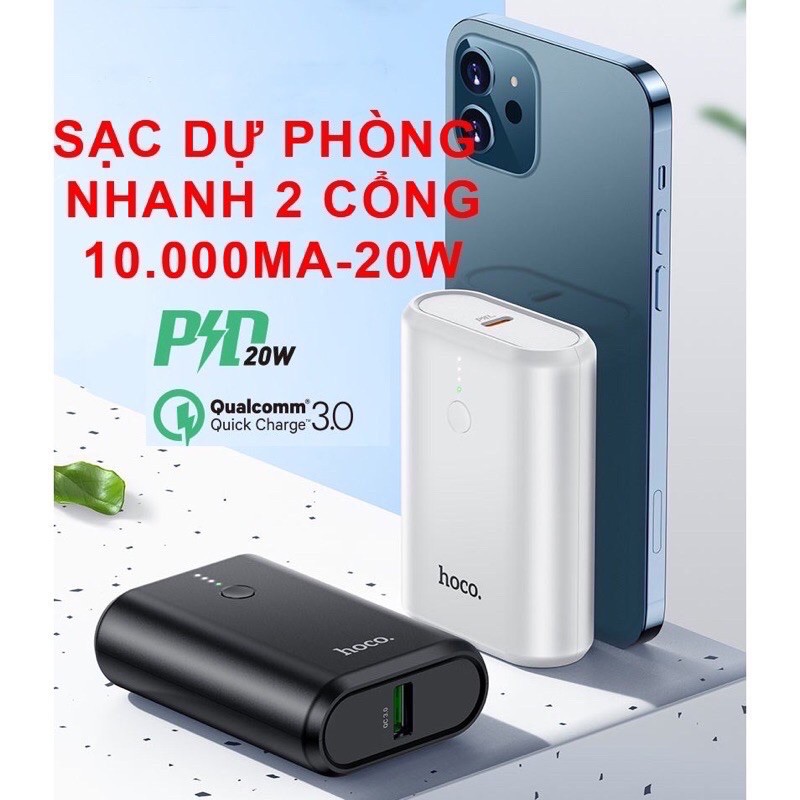Pin Sạc Dự Phòng Hoco Q3 10.000mAh Sạc Nhanh 20W Dùng Cho Các Dòng Điện Thoại, Iphone, Ipad, Samsung,Tai Nghe Bluetooth