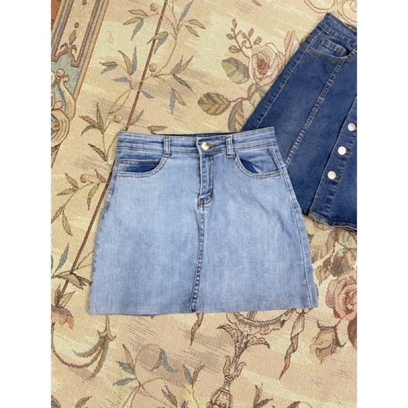 Nhiều mẫu - chân váy jean xanh , đen cài khuy trước  năng động