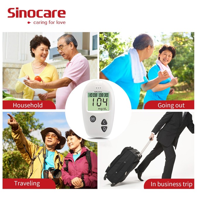 Que thử đường huyết Safe- Accu Sinocare hộp 50 que, tách lẻ lọ 25 que