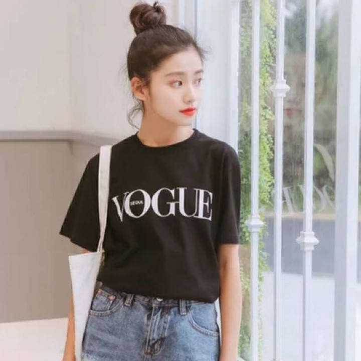 Áo Thun Nữ In Chữ VOGUE 3 Màu Đỏ Đen Trắng Local Brand DLX Form Basic Thun 35% Cotton