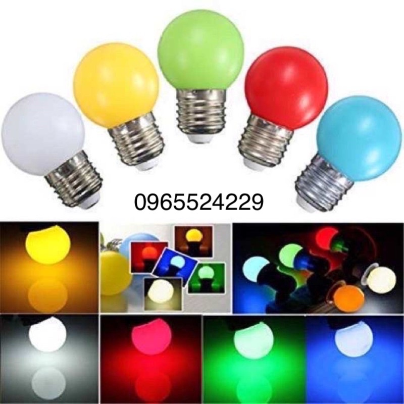 BÓNG ĐÈN LED BÓNG CHANH nhiều màu 1W ☘️Tiết kiệm điện- độ bền cao☘️ Bóng Led trang trí đủ màu sắc trắng xanh.