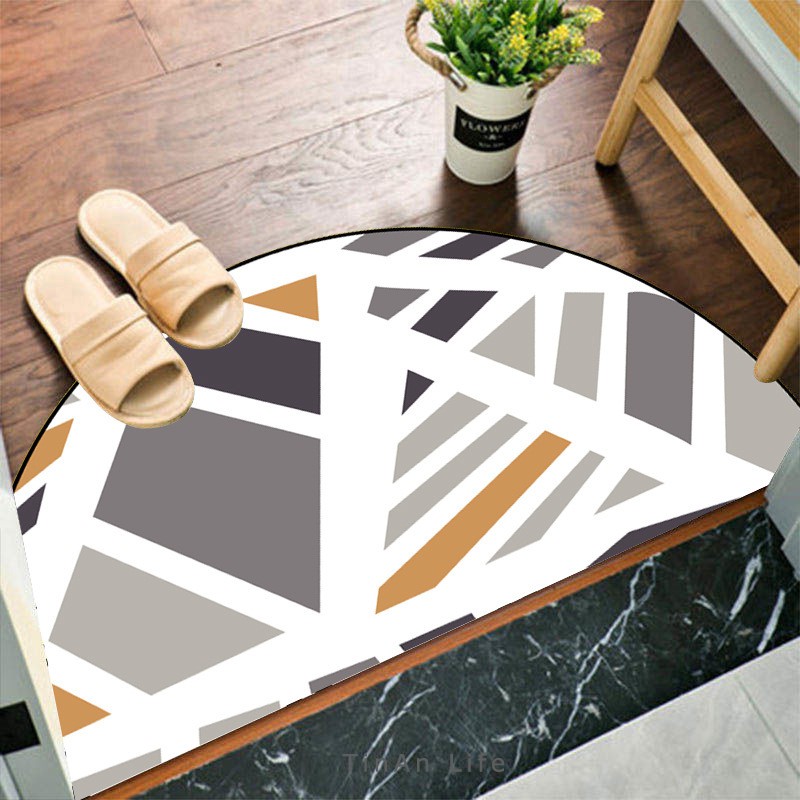 [40x80 cm]Thảm Lót Chân Hình Bán Nguyệt Họa Tiết Hiện Đại, Thảm Chùi Chân Chống Trượt Cao Cấp