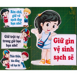 [Trang trí lớp] Bộ 4 khẩu hiệu