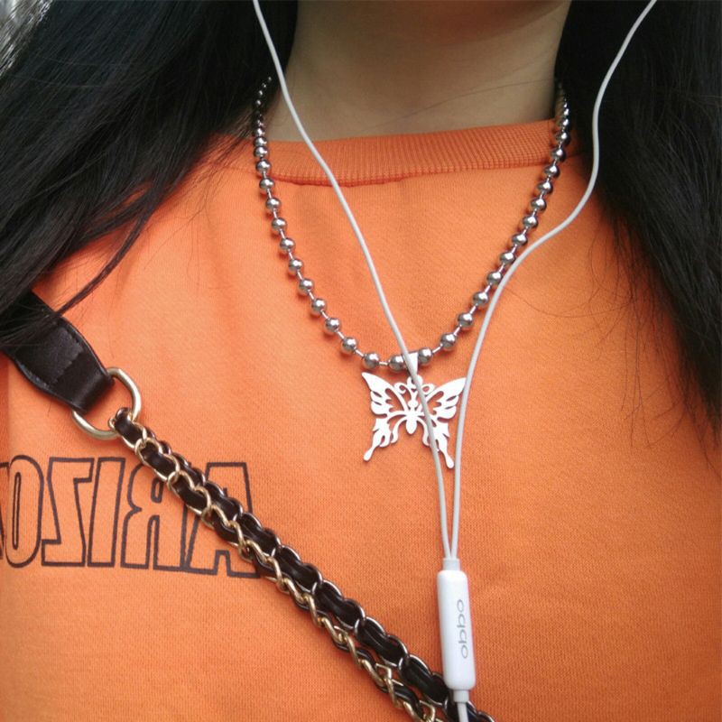 vòng cổ Inox Phối Mặt Dây Hình Bướm Unisex