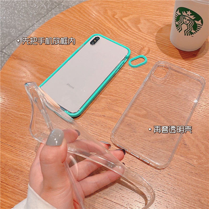 Ốp Điện Thoại Silicon Mềm Màu Trong Suốt Chống Sốc 3 Trong 1 Cho iPhone x xs max xr 7 8 plus 6s 6 se 2020