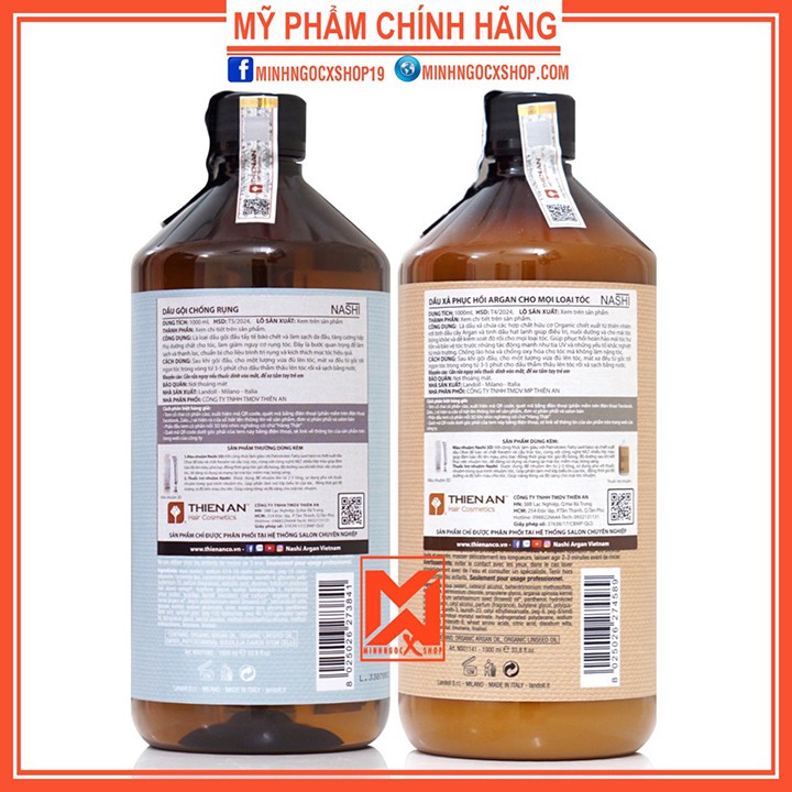 Dầu gội xả chống rụng tóc NASHI ARGAN CAPIXYL 1000ml chính hãng