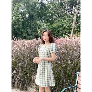 Váy kẻ dáng bảy mảnh