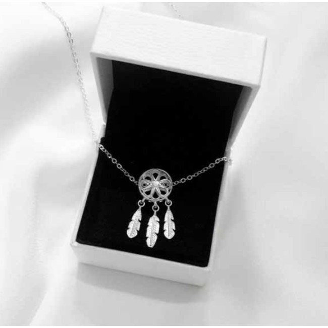 Dây Chuyền Bạc Ta S99 CaoBac Silver Mặt Hoạ Tiết Dream Hoa Đuôi Ba Lá Xinh Xắn