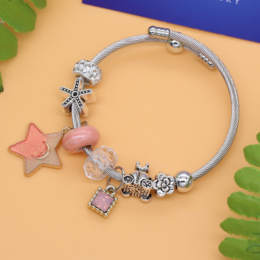 Lắc Tay Bạc Cao Cấp Charm Ngôi Sao XB-L06