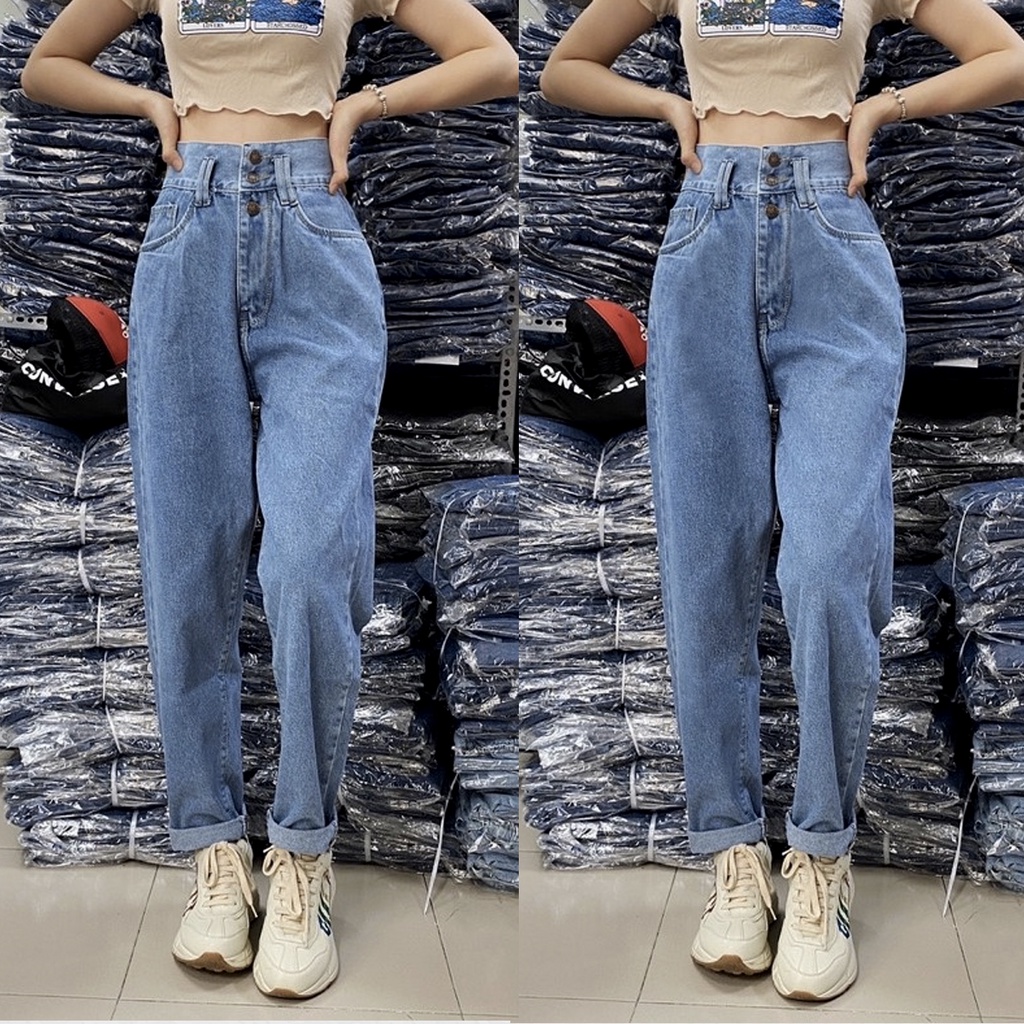 [Bigsize 54-88kg] Quần Baggy 3 Nút Lưng Siêu Cao, Không Giãn, 3 Màu Đen Đá Nhạt