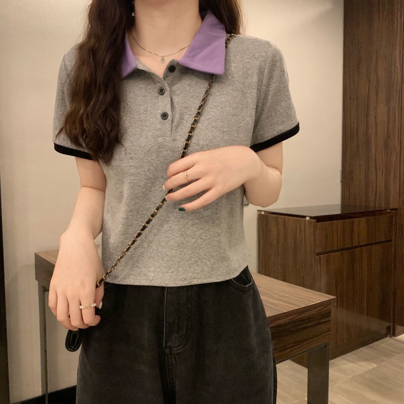 Áo Polo croptop dáng lửng cộc tay dễ thương A00114 | BigBuy360 - bigbuy360.vn