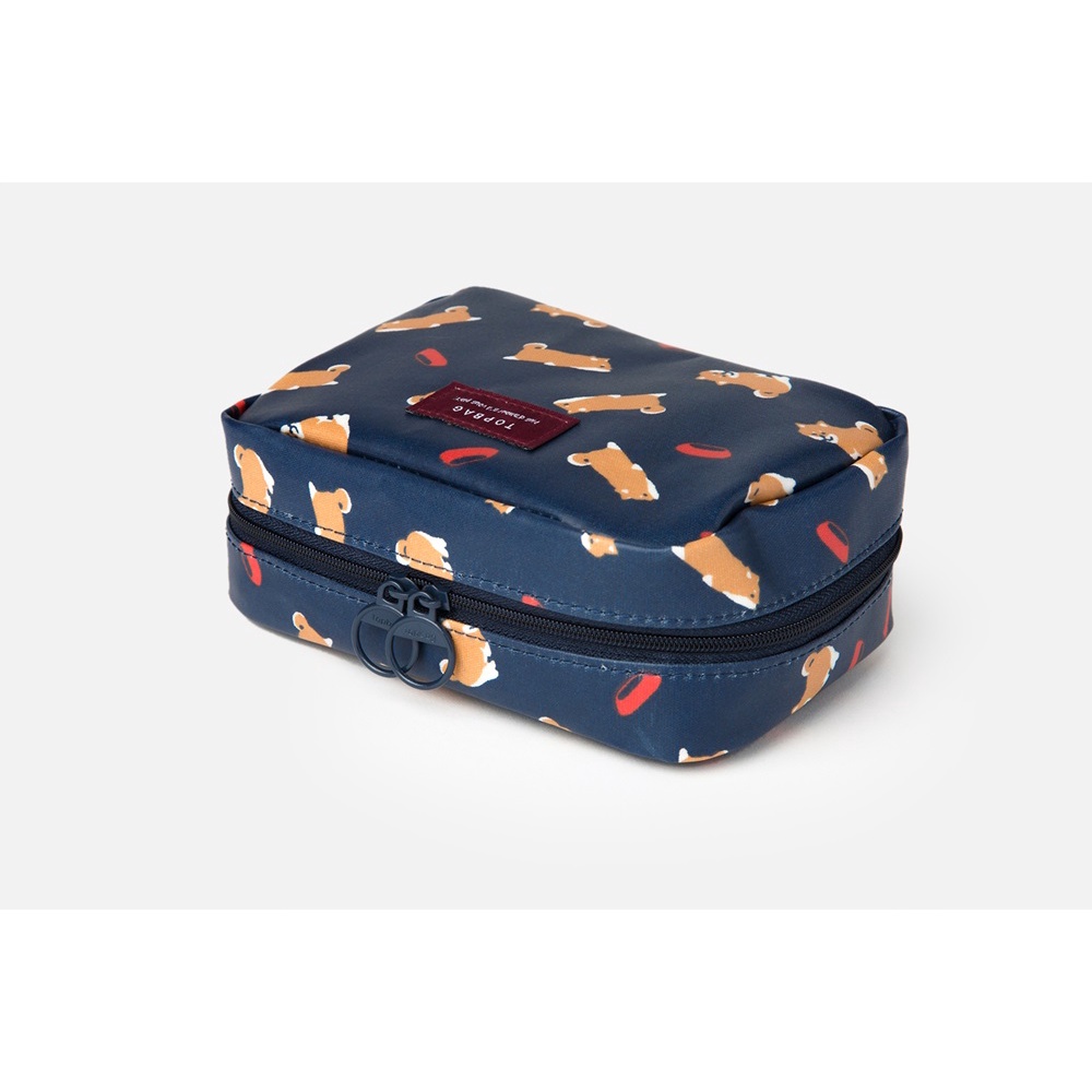 Túi Đựng Mỹ Phẩm ARTBOX Hàn Quốc Họa Tiết Chó Shiba Màu Xanh Navy