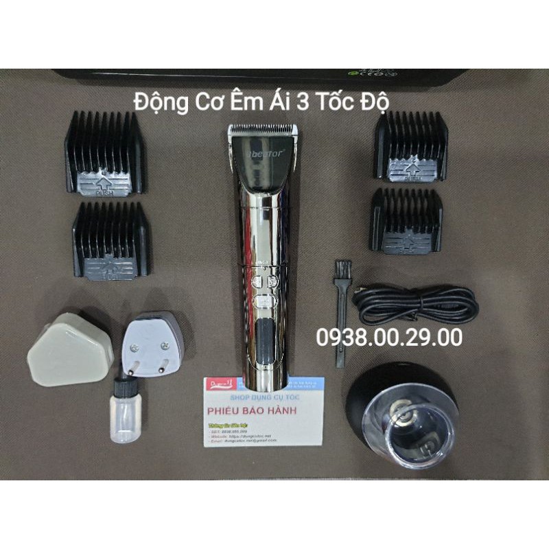 Tông Đơ Cắt Tóc Ubeator Pin Trâu Lưỡi Carbon Siêu Bén Chạy 3 Tốc Độ.(Ảnh thật)