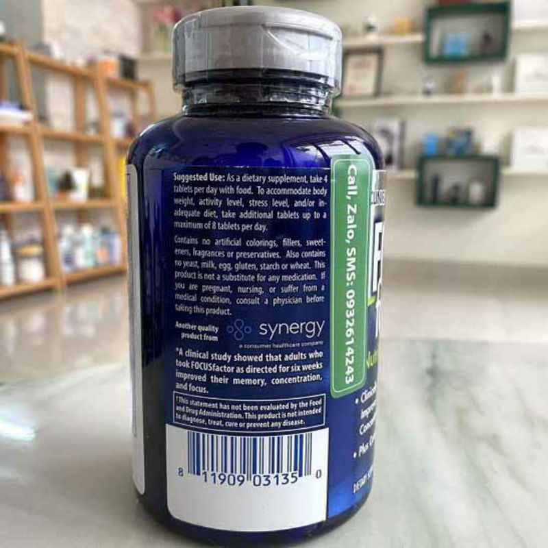 [ Date 2025] Viên uống bổ não, trí nhớ, tập trung Focus Factor Nutrition for The Brain 180 viên của Mỹ☘️