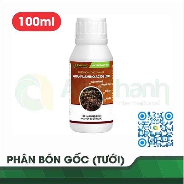 Phân tưới gốc RYNAN® L-Amino Acids L500 - Chai 100ml Chai 100ml