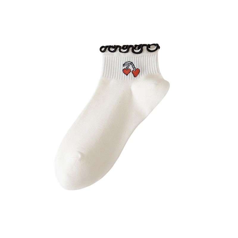 Vớ Cổ Thuyền Mỏng Viền Trắng Đen Kiểu Nhật Bản Thời Trang Xuân Thu Cho Nữ