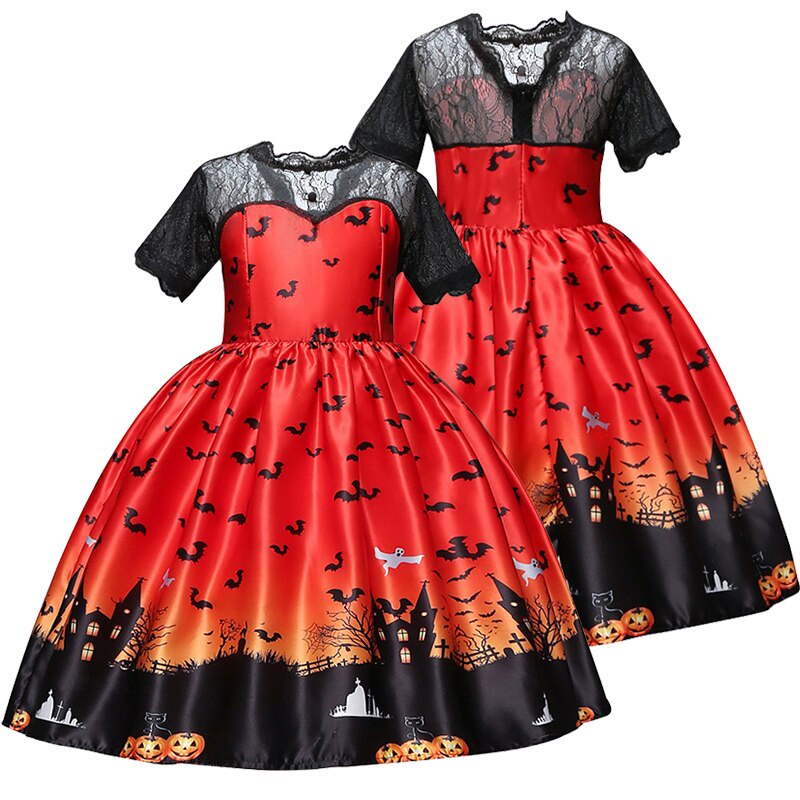 Đầm NNJXD phối ren thêu hóa trang công chúa dành cho bé gái ở bữa tiệc Halloween