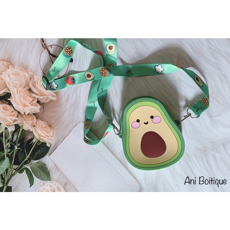 Túi Đeo Chéo Hình Quả Bơ Dễ Thương. Túi xách Mini Silicon Cho Con gái. 💝