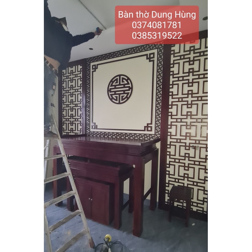 Bộ bàn thờ gỗ sồi 3 món cao cấp kích thước 1m75 chân 10