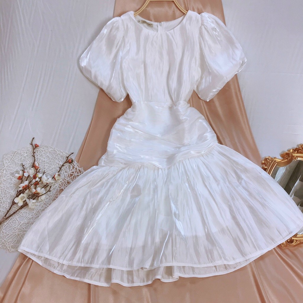 Đầm Dự Tiệc Đầm Thiết Kế Tùng Xòe Tay Phồng Nhún Eo Tôn Dáng Đẹp Xuất Sắc HNK309 | BigBuy360 - bigbuy360.vn