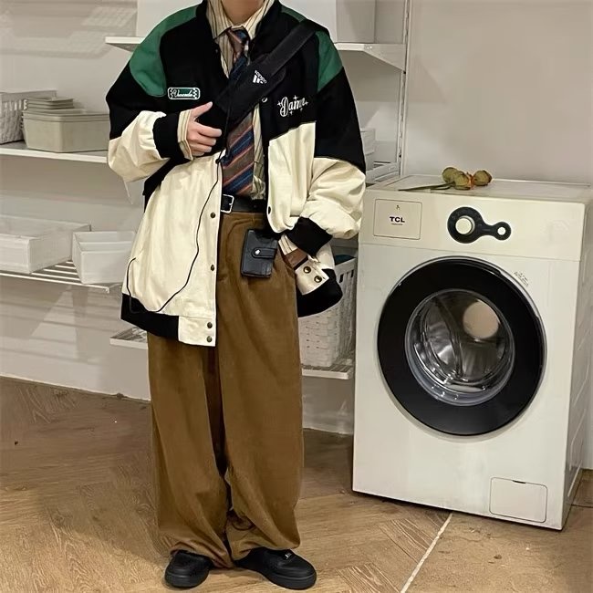 Áo Khoác Bomber Dáng Rộng In Họa Tiết Đơn Giản Phong Cách Retro Thời Trang Cho Nam áo khoác gió 2 lớp áo khoác nam kaki áo khoác nam đẹp