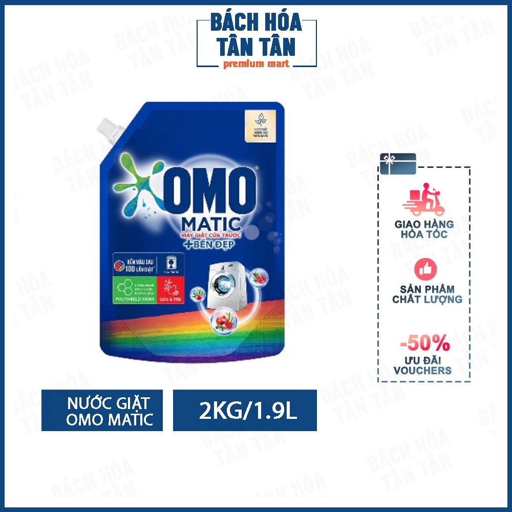 Nước giặt Omo Matic máy giặt cửa trước, túi 2KG/1.9L