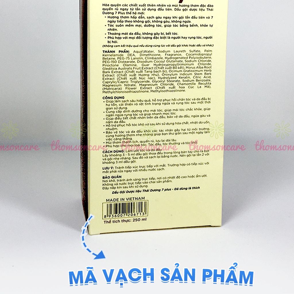 Dầu gội Thái dương 7 Plus từ thảo dược - chái có vòi tiện lợi, ngăn ngừa gàu, dưỡng ẩm