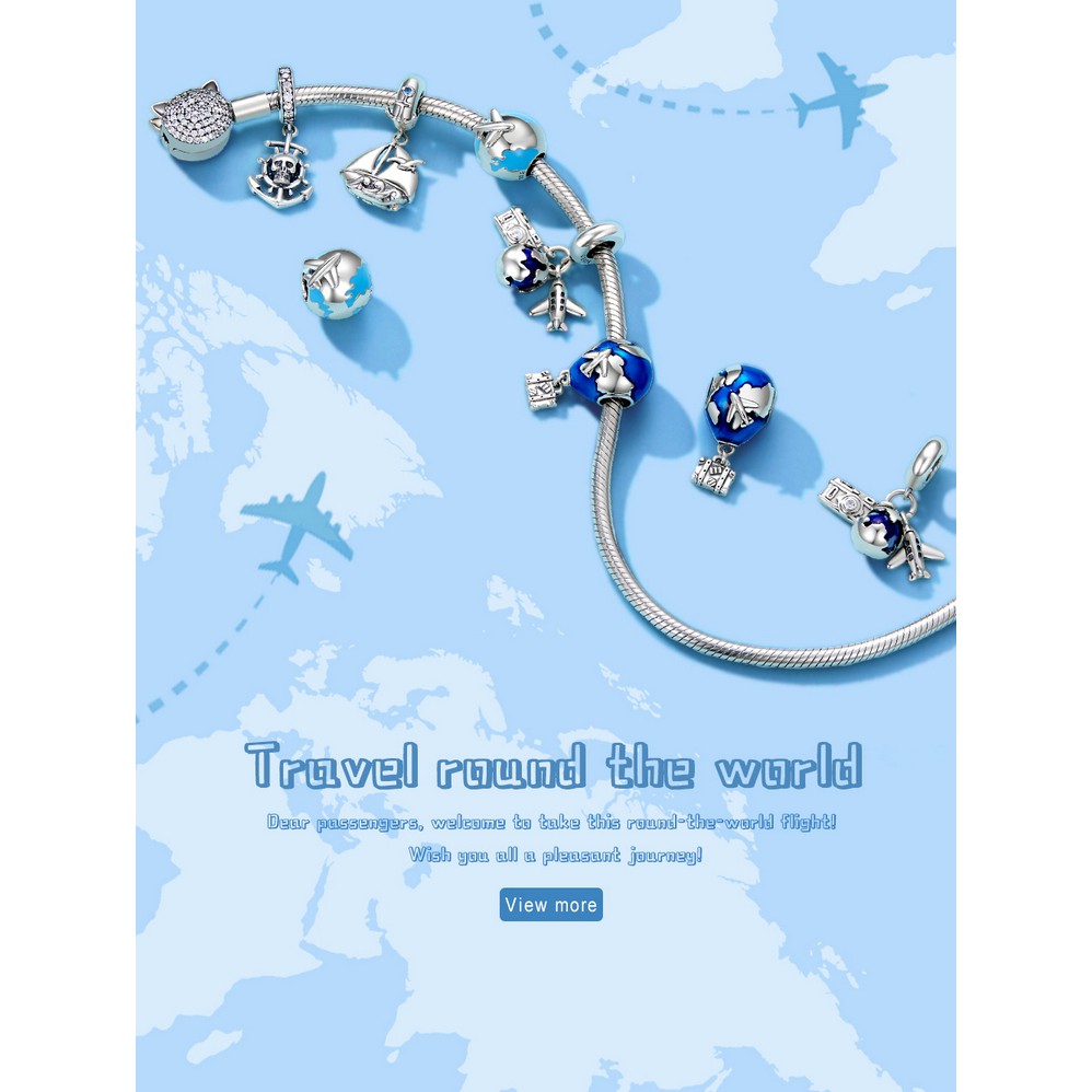 Hạt xỏ trang sức Bamoer Scc2026 bằng bạc 925 dòng sản phẩm vòng quanh thế giới thời trang thích hợp làm vòng tay DIY