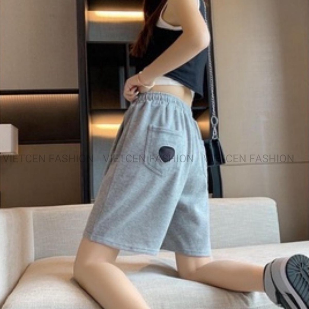 Quần Short Đùi Tim Sau Túi Unisex Nam Nữ Đùi Lửng HEART Ulzzang Form To Dài Rộng Trendy CUTEZOO