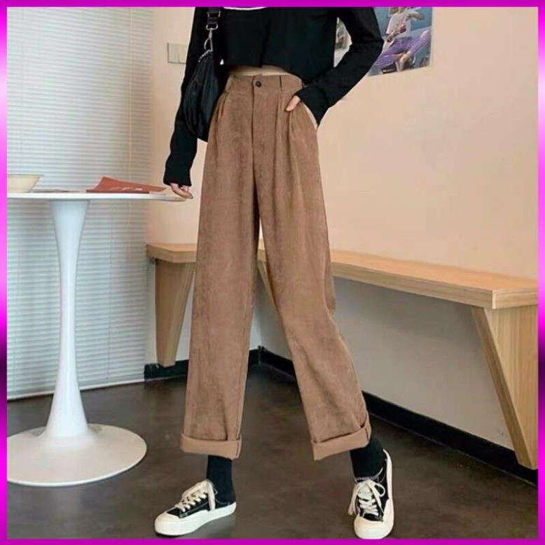 [ Xả Kho 3 Ngày ]  QUẦN NHUNG TĂM ỐNG SUÔNG NHIỀU MÀU,QUẦN ỐNG RỘNG ULZZANG NHUNG TĂM XUẤT HÀN | BigBuy360 - bigbuy360.vn