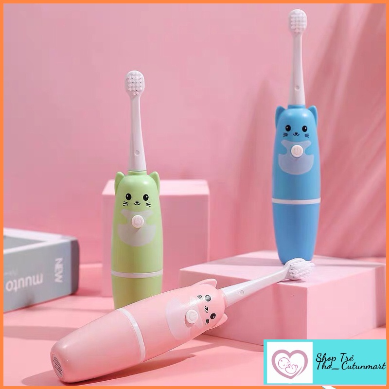 Máy đánh răng cầm tay hình gấu cho bé-Bàn chải điện chữ U công nghệ tự động làm sạch, ngừa sâu răng , chảy máu chân răng
