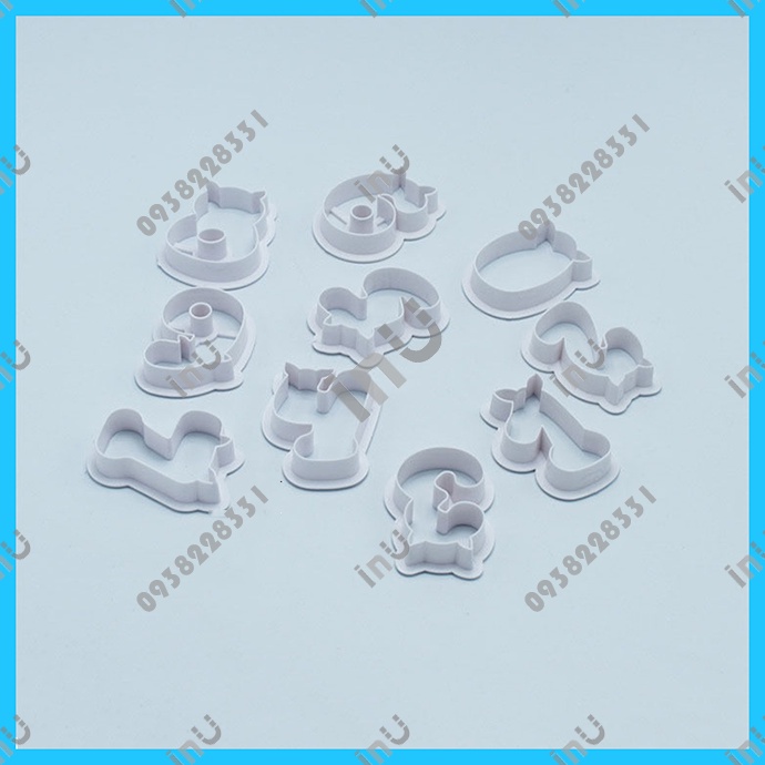 HCM - Bộ 10 khuôn cutter chữ số hoạt hình thú cắt bánh quy, nhấn fondant trang trí bánh