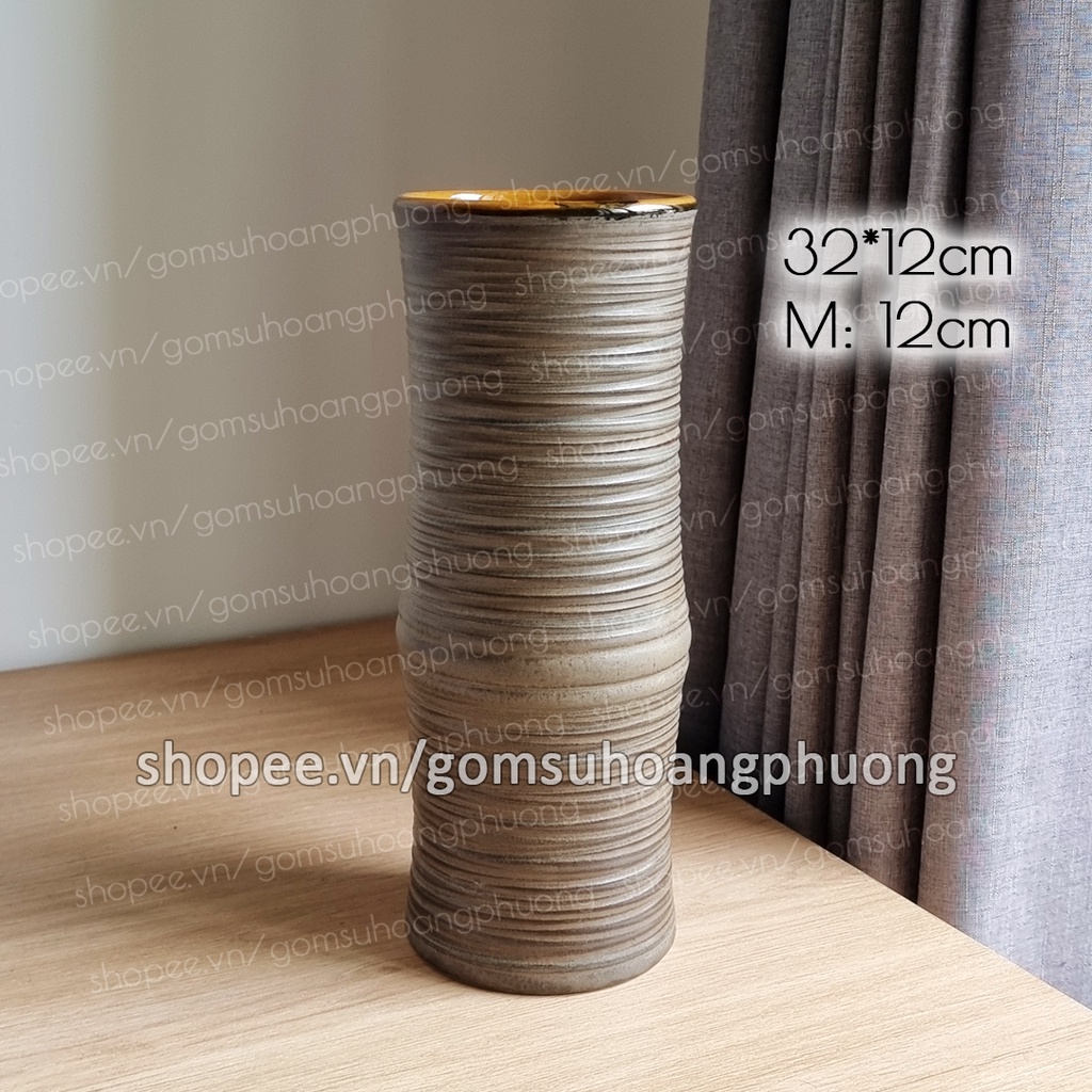 Bình hoa gốm sứ men hỏa biến ánh bạc Bát Tràng
