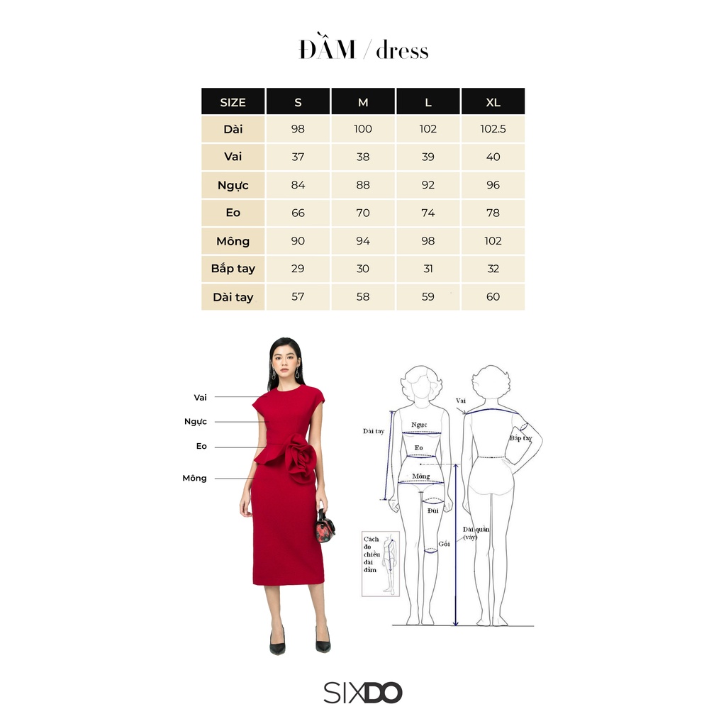 Đầm suông xanh ngắn tay vải TWEED SIXDO