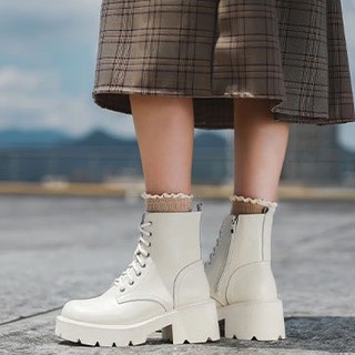 Platform Combat boots - Boots da bò nữ (genuine leather)
