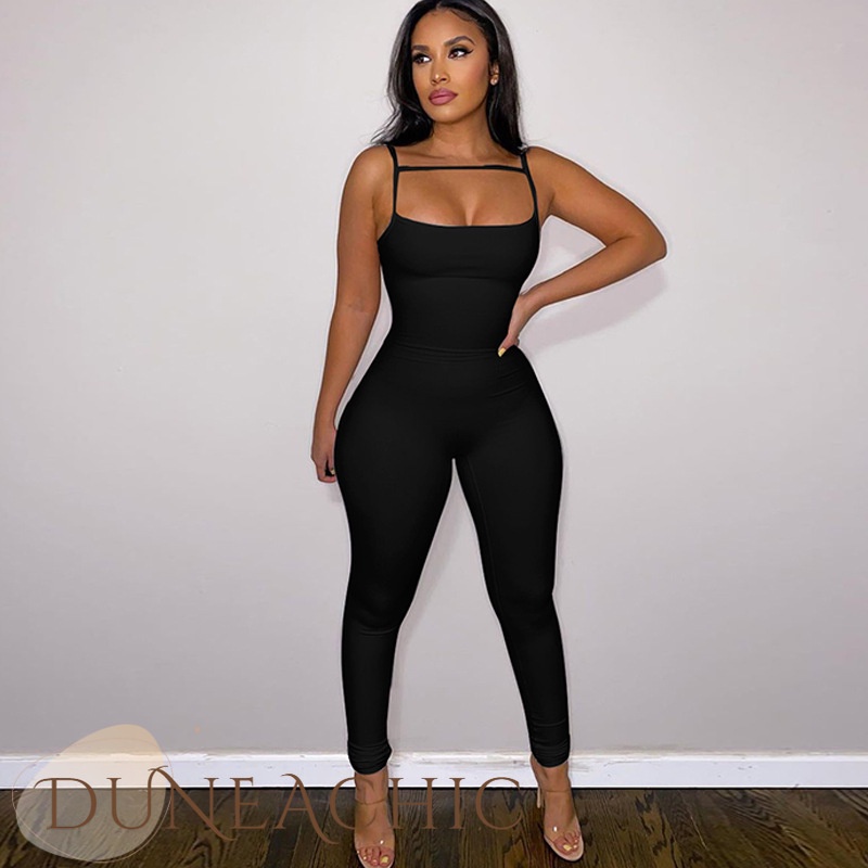 DUNEA Áo liền quần Màu Trơn Thiết Kế Hở Lưng Quyến Rũ